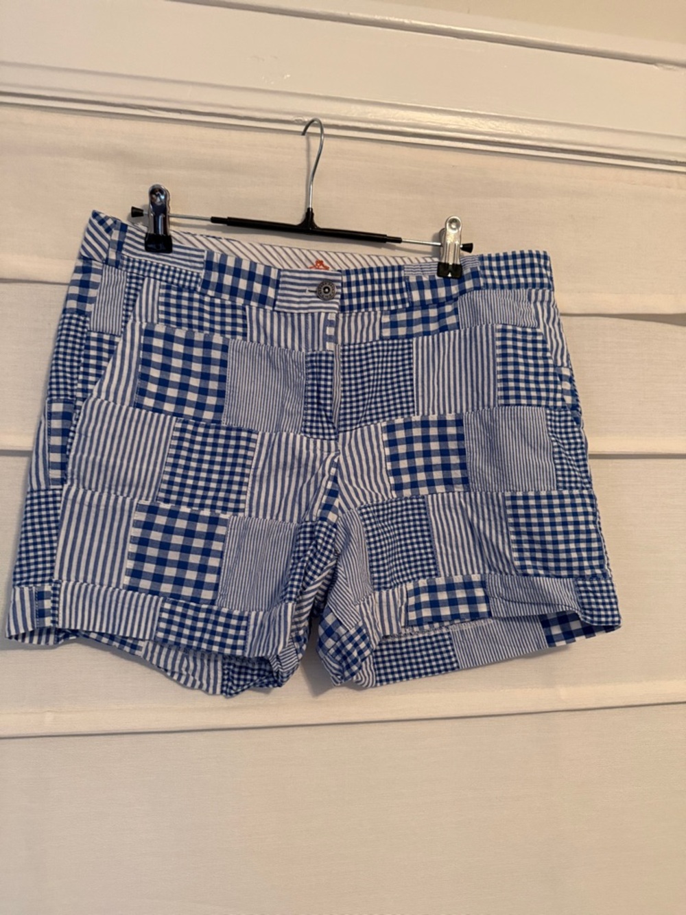 Brooks Brothers Blue & White Patchwork Gingham Bermuda Shorts